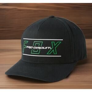 FOX Pro Circuit Logo Motocross MX Racing Black Flex Fit Hat New FAST Shipping